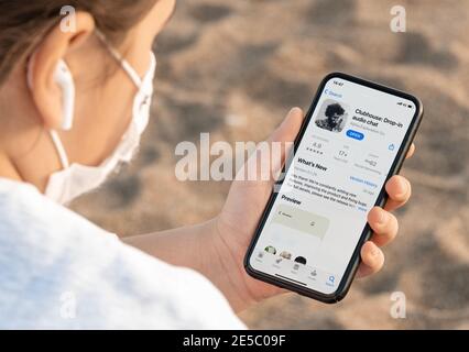 Antalya, TÜRKEI - 08. Januar 2021. Smartphone-Bildschirm mit Telegram Messaging App Logo. Stockfoto