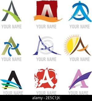 Set von Dekorativen Buchstaben A Icons - Elemente für Logo Design Stock Vektor