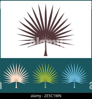 Isolierte Palmenblätter Illustration in verschiedenen Farben - Natur Im Sommer Stock Vektor