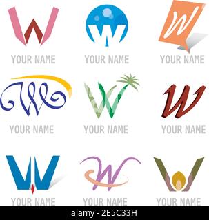 Set von Dekorativen Buchstaben W Symbole - Elemente für Logo Design Stock Vektor