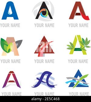 Set von Dekorativen Buchstaben A Icons - Elemente für Logo Design Stock Vektor