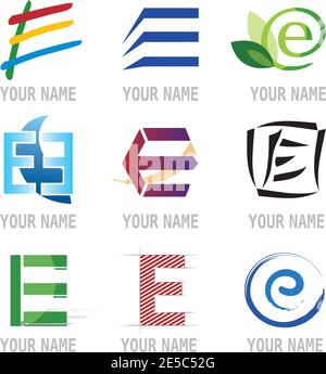 Set von Dekorativen Buchstaben E Symbole - Elemente für Logo Design Stock Vektor