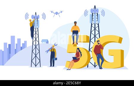 5G Technik und Kommunikationskonzept. Stock Vektor