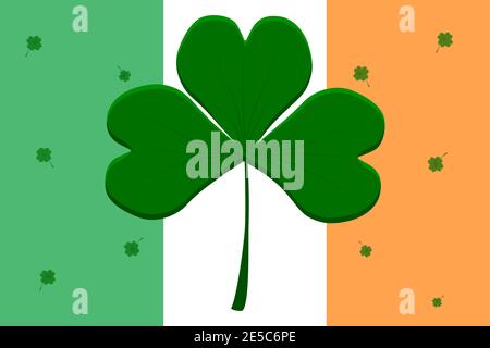 Irische Flagge im Urlaub St. Patrick Tag mit grünem Kleeblatt. Muster St. Patrick Tag bestehend aus Kleeblatt in farbigen irischen Flagge. Farbenfroh Stock Vektor
