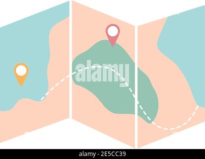 Karte mit zwei Positionsmarkierungen Stock Vektor