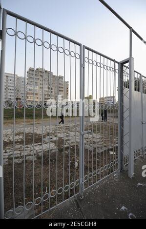 Ein Blick auf das Farul Stadion vor dem WM-Qualifying Fußballspiel, Rumänien gegen Frankreich in Constanta, Rumänien am 11. Oktober 2008. Foto von Steeve McMay/Cameleon/ABACAPRESS.COM Stockfoto