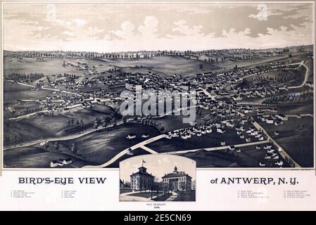 Vintage bildhafte Karte von Amsterdam, New York in den Vereinigten Staaten Stockfoto