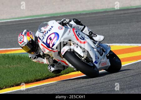 Der spanische Dani Pedrosa von Ripsol/Honda beim Valencia Moto Grand Prix auf der Ricardo Tormo Rennstrecke in Cheste bei Valencia, Spanien, am 26. Oktober 2008. Der Australier Casey Stoner fuhr mit seiner Ducati zum Sieg. Spanird Dani Pedrosa auf einer Honda belegte den zweiten Platz vor dem neuen Weltmeister Valentino Rossi aus Italien, auf einer Yamaha. Foto von Malkon/Cameleon/ABACAPRESS.COM Stockfoto