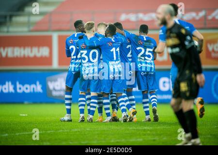 Gents Spieler und Gents Laurent Depoitre feiern nach dem Tor während eines Fußballmatches zwischen KAA Gent und K Sint-Truiden VV, Mittwoch, 27. Januar Stockfoto