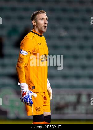 Easter Road, Edinburgh, Großbritannien. Januar 2021. Scottish Premiership Football, Hibernian versus Rangers; Allan McGregor von Rangers Kredit: Action Plus Sports/Alamy Live News Stockfoto