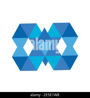 wm, mm, ww Initialen Dreieck Blaue Rautenvektorillustration und Logo Stock Vektor