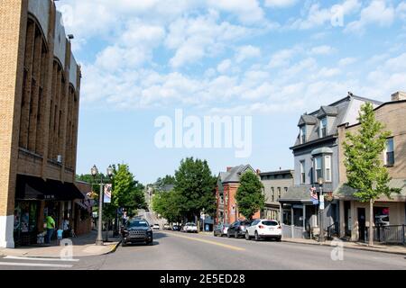 St. Clairsville, Ohio/USA-7. Juni 2018: Downtown Historic St. Clairsville ein Halt an der ursprünglichen National Road. Stockfoto