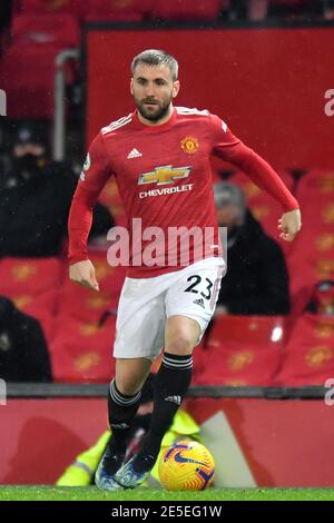 Manchester, Großbritannien, 27. Januar 2021. Manchester United's Luke Shaw. Credit Anthony Devlin/Alamy Live News Stockfoto