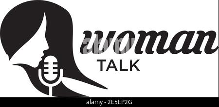 Frau Stimme oder Sänger Logo Design Vektor Vorlage Stock Vektor