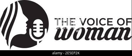 Frau Stimme oder Sänger Logo Design Vektor Vorlage Stock Vektor