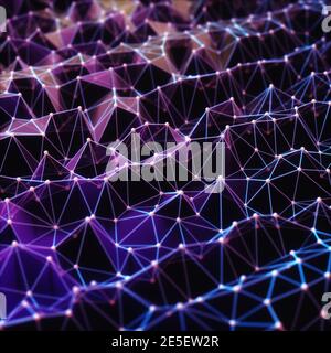 Abstraktes Hintergrundbild Konzept. Bunte Mesh, Internet-Verbindungen in Cloud Computing. 3D-Illustration. Stockfoto