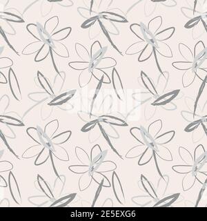 Weiß Floral Pinselstriche nahtlose Muster Hintergrund für Modedrucke, Grafiken, Hintergründe und Kunsthandwerk Stockfoto