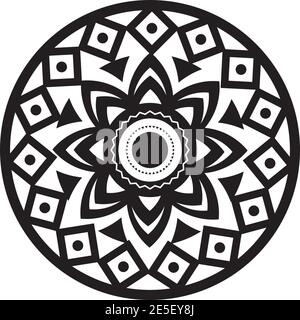 Mandala Design für Henna, Mehndi, Tatoo, Dekoration und Ornament in schwarzem Rundmuster Stock Vektor