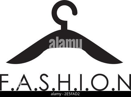 Garderobe oder Mode Logo Design mit Aufhänger Icon Design Stock Vektor
