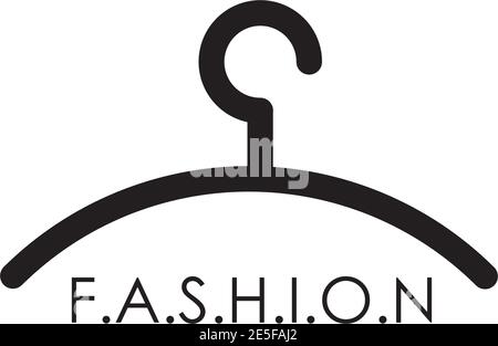 Garderobe oder Mode Logo Design mit Aufhänger Icon Design Stock Vektor