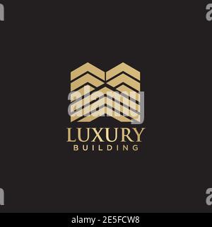 Luxus Gebäude Logo Design mit Gold Farbe Vektor-Vorlage Stock Vektor