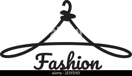 Garderobe oder Mode Logo Design mit Aufhänger Icon Design Stock Vektor