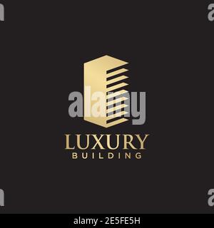 Luxus Gebäude Logo Design mit Gold Farbe Vektor-Vorlage Stock Vektor