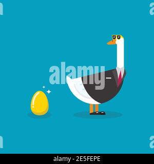 Business-Anzug mit Gans und goldenem Ei. Geschäftskonzept. Vektorgrafik Stock Vektor