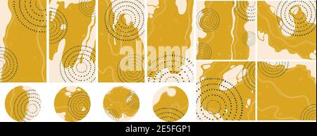 Social-Media-Geschichten, Beiträge, Hervorhebungen Vorlagen mit Platz für Text kopieren. Satz von kreativen abstrakten Hintergrund in minimalem Stil mit Ort für Text. Stock Vektor