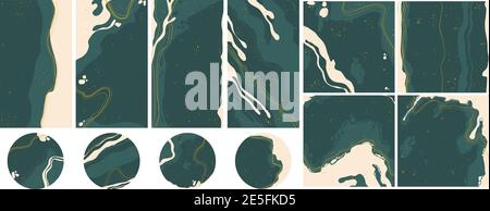 Social-Media-Geschichten, Beiträge, Hervorhebungen Vorlagen mit Platz für Text kopieren. Satz von kreativen abstrakten Hintergrund in minimalem Stil mit Ort für Text. Stock Vektor