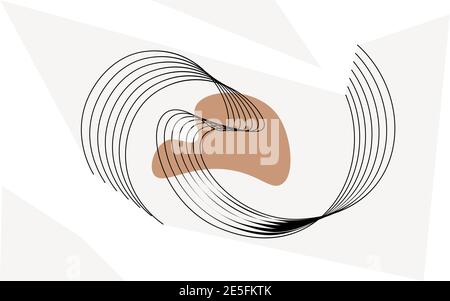 Abstrakte Formen mit Linien und Punkt, Erdfarben Stock Vektor