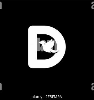 Anfangsbuchstabe D mit Vogelform innen Vektor-Logo-Design Stock Vektor