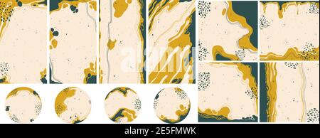 Social-Media-Geschichten, Beiträge, Hervorhebungen Vorlagen mit Platz für Text kopieren. Satz von kreativen abstrakten Hintergrund in minimalem Stil mit Ort für Text. Stock Vektor