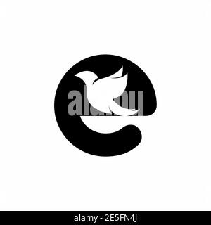 Anfangsbuchstabe e e mit Vogelform innen Vektor-Logo-Design Stock Vektor