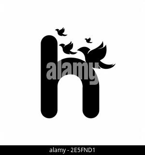 Anfangsbuchstabe h mit Vogelform innen Vektor-Logo Stock Vektor