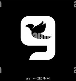 Anfangsbuchstabe G mit Vogelform innen Vektor-Logo-Design Stock Vektor