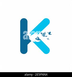 Anfangsbuchstabe K mit Vogelform innen Vektor-Logo-Design Stock Vektor