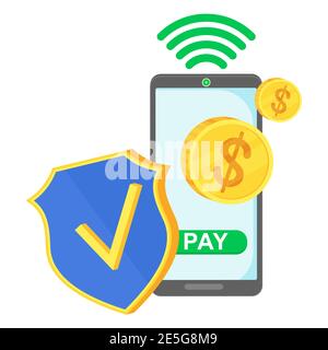Mobile Banking. Sichere Online-Zahlungen im Internet. Geldtransfer. Stock Vektor