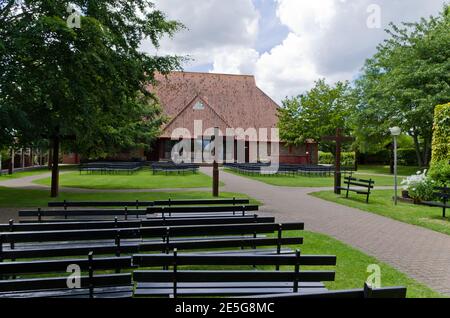 Auf dem Gelände der Slipper Chapel oder des römisch-katholischen Heiligtums unserer Lieben Frau, Houghton St Giles, Norfolk, Großbritannien Stockfoto