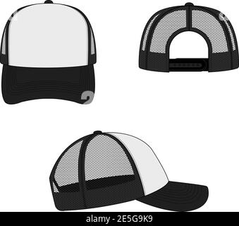 trucker Cap / Mesh Cap Template Illustration (schwarz) Stock Vektor