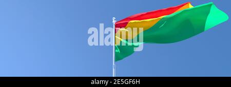 3D-Darstellung der Nationalflagge Boliviens, die einschwenkt Der Wind Stockfoto