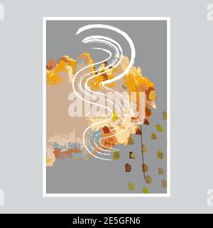 Moderne trendige Mitte des Jahrhunderts abstrakte Komposition. Geometrisch strukturierte Wandkunst. Skandinavisches abstraktes Banner. Nordischer neutraler Druck. Stock-Vektor Stock Vektor
