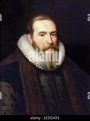 Michiel Jansz van Miereveld (attr) - Portret van Johan van Oldenbarnevelt. Stockfoto