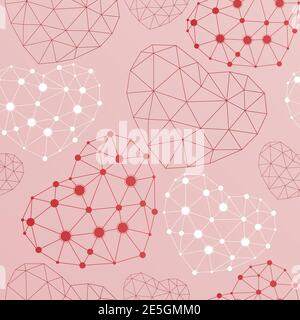 Nahtloses Muster mit Herz aus verbundenen Punkten Stock Vektor