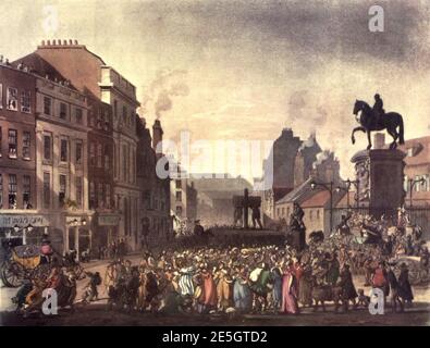 Mikrokosmos der London Plate 062 - Pillory, Charing Cross. Stockfoto