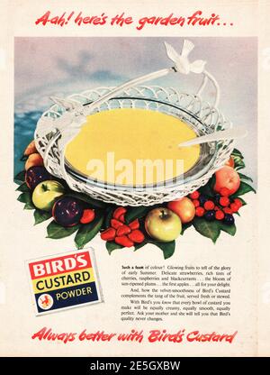 1950 Werbung des britischen Magazins Bird's Custard Stockfoto