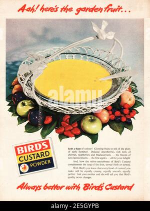 1950 UK-Werbung Bird's Custard Stockfoto