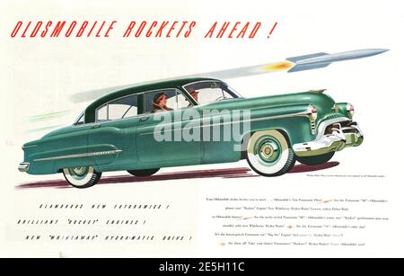 1950 US Magazine Oldsmobile Car Anzeige Stockfoto