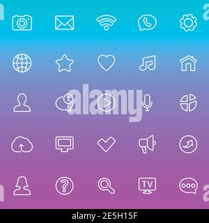 Benutzeroberfläche modernes Liniensymbol auf Verlaufshintergrund gesetzt Stock Vektor