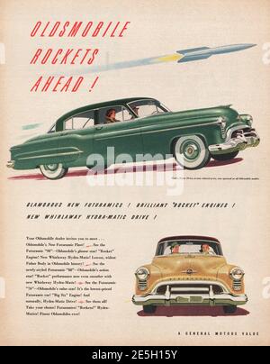 1950 US Magazine Oldsmobile Car Anzeige Stockfoto